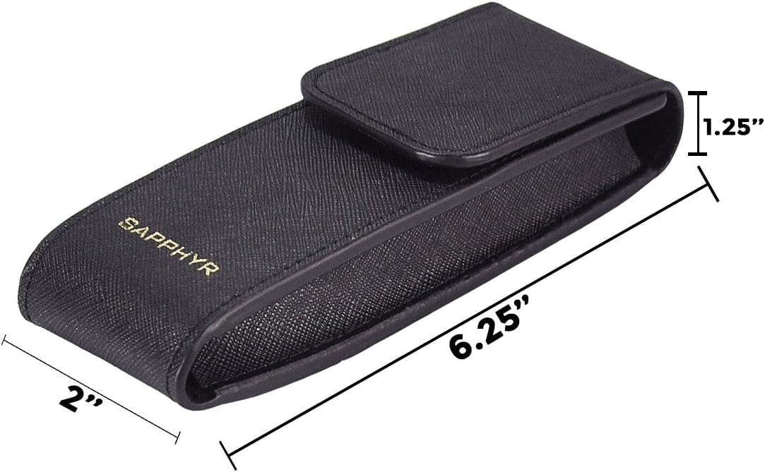 Saffiano Two-Pen Case by Sapphyr | Luxury Business Pen Holder and Organizer | Real Leather Case with Storage for Two Pens