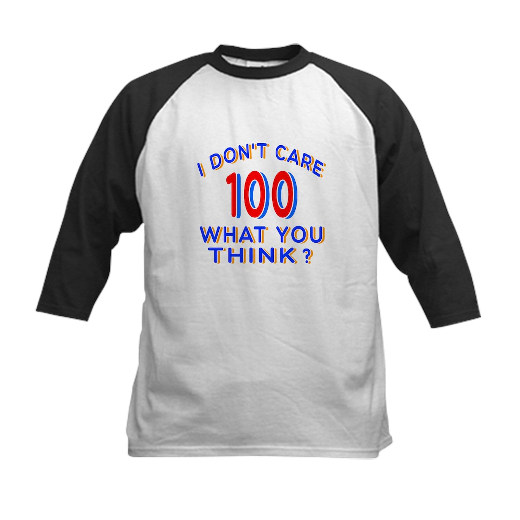 CafePress I Don't Care 100 What You Thi Kids Baseball Jersey Kids Cotton Baseball Jersey, 3/4 Raglan Sleeve Shirt Black/White