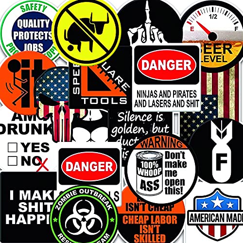 Hard Hat Stickers 19pcs Funny Construction Vinyl Waterproof Tool Box Electrician Worker Helmet Decals for Teens Adult Men Guitar Laptop Decoration