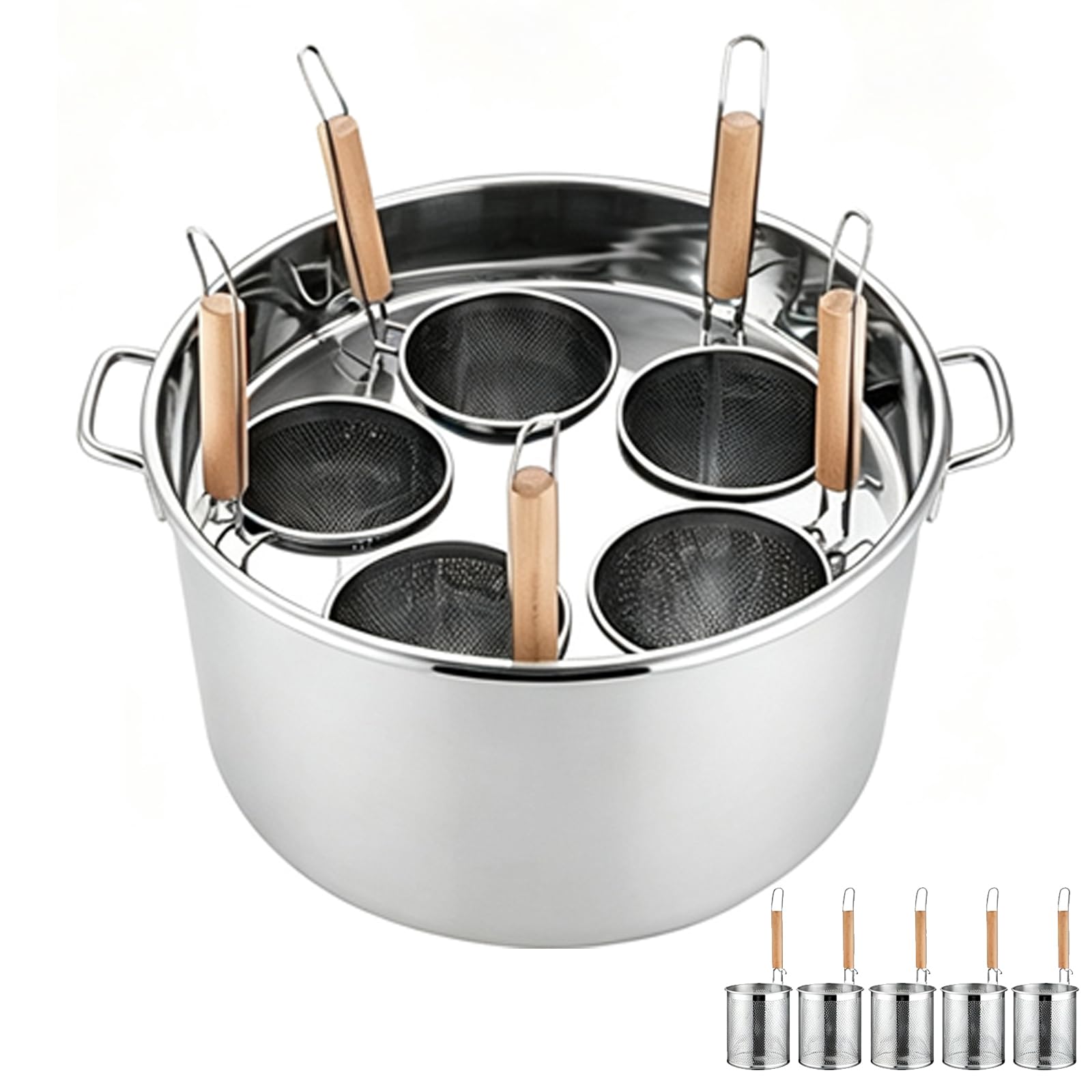 Olla para pasta, olla de fideos de acero inoxidable con divisor y colador, fácil de cocinar y drenar, caldera de fideos multifuncional para la cocina del hogar