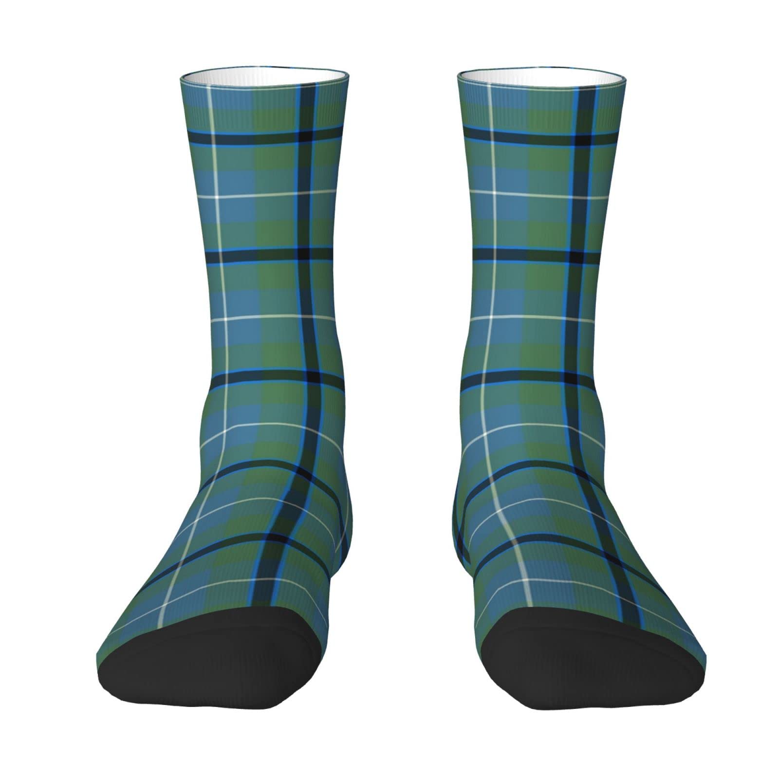Chjdofong Unisex Douglas Clan Light Blue And Green Ancient Tartan Crew Socks For Men Women, Athletic Socks Novelty Fashion Casual Tube Sock Sports Dress Socks