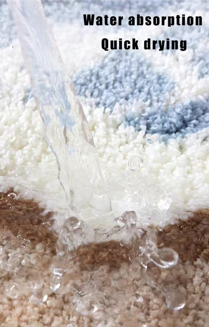 Alfombra de baño azul con diseño de olas oceánicas, antideslizante, lavable, para dormitorio, baño, pasillo, decoración del hogar, tapete de interior para ducha (A, 0,5 x 0,8 m)