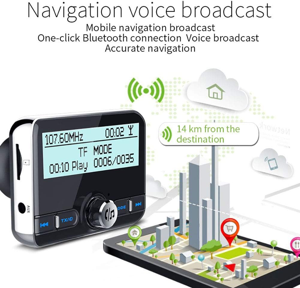 WYYHAA Bluetooth FM Transmitter for Car, Wireless Bluetooth 4.2 in-Car Radio Adapter Car Kit with Handsfree Calling, 2 USB Ports, LED Display, Support TF Card, AUX Output