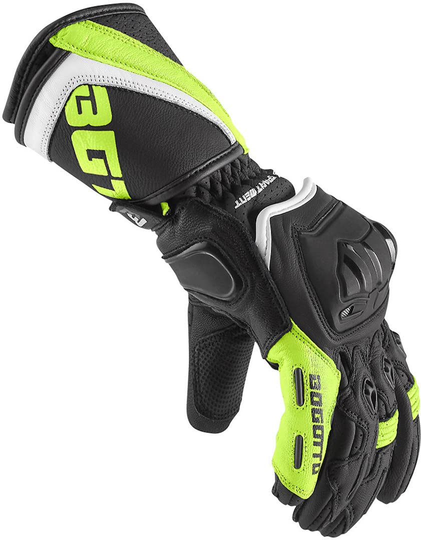 Bogotto Losail Guanti Moto, nero/bianco/giallo, 3XL