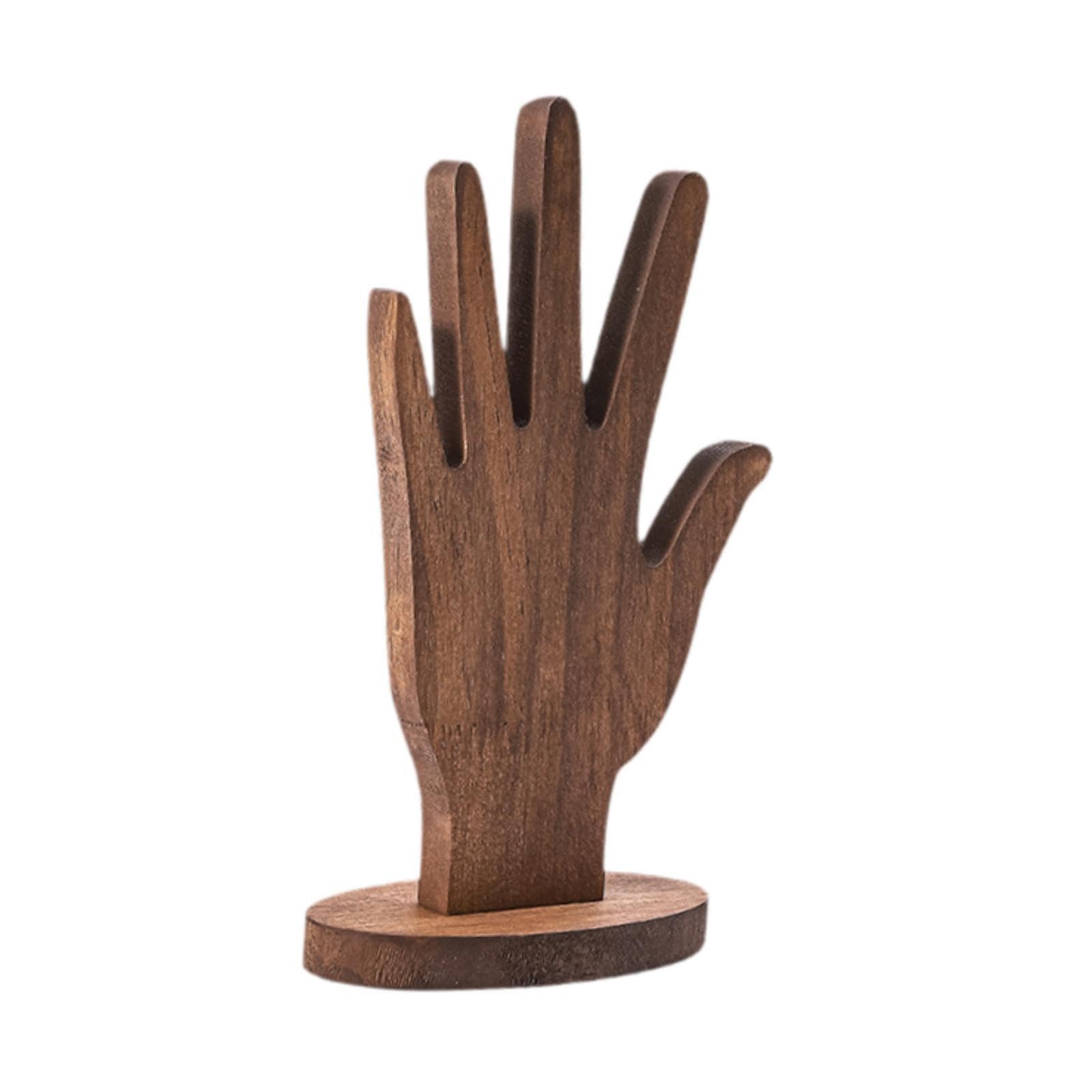 Colaxi Ring Holder Jewelry Display Stand Organization Wooden Hand Form with Sturdy Base Rack Jewelry Tower for Watches Rings Bangles, Brown