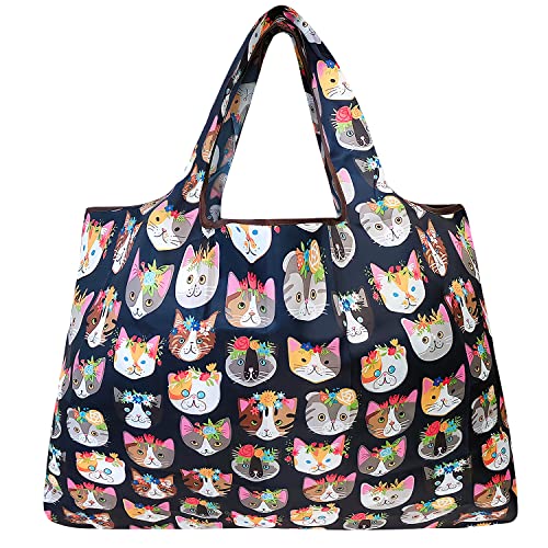 Large Foldable Tote Bag, Crazy Cats