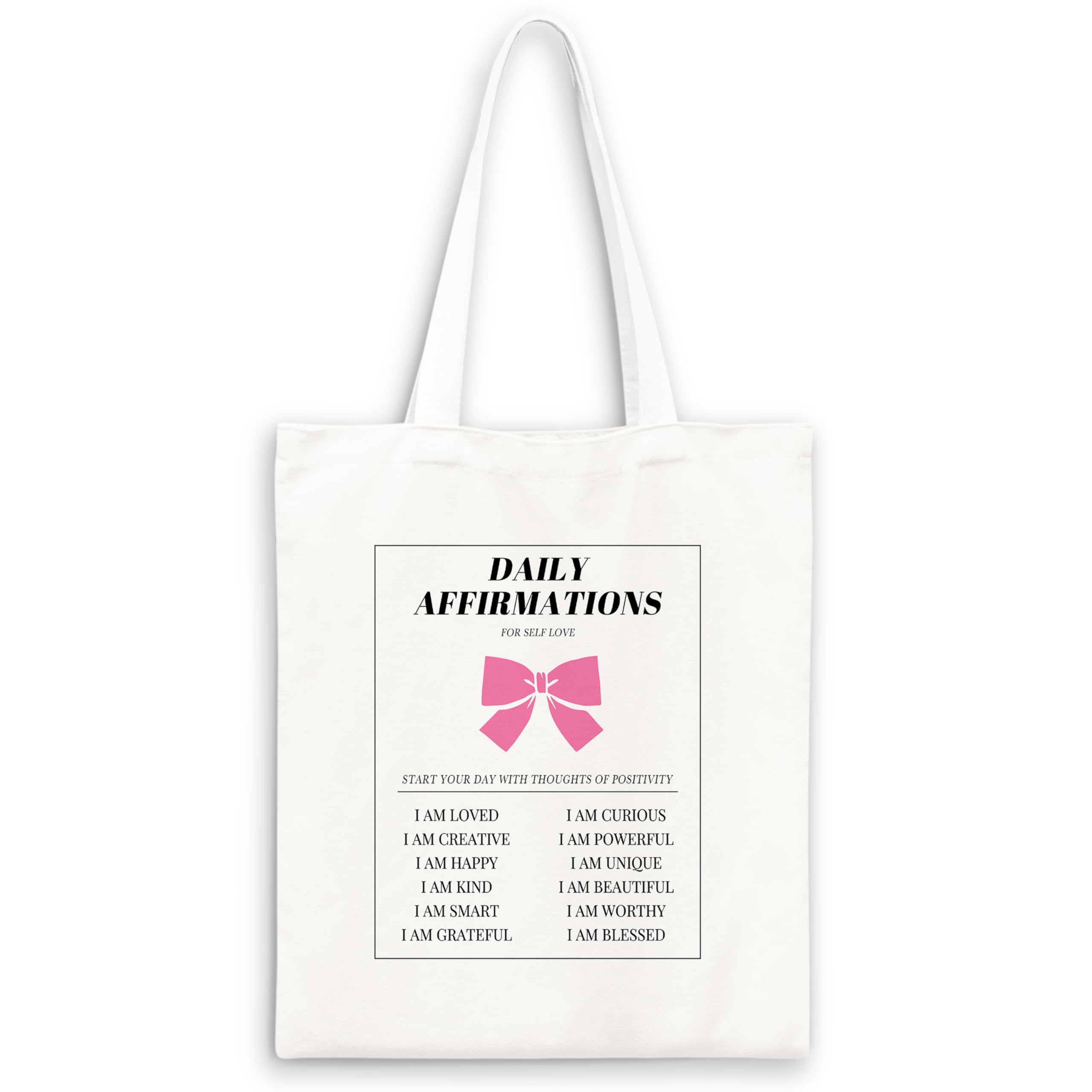 JWVK Coquette Blue Bow Tote Bag,Preppy Lucky You Cherry Canvas Tote Bag,Trendy Gifts for Women,Reusable Grocery Shopping Bags