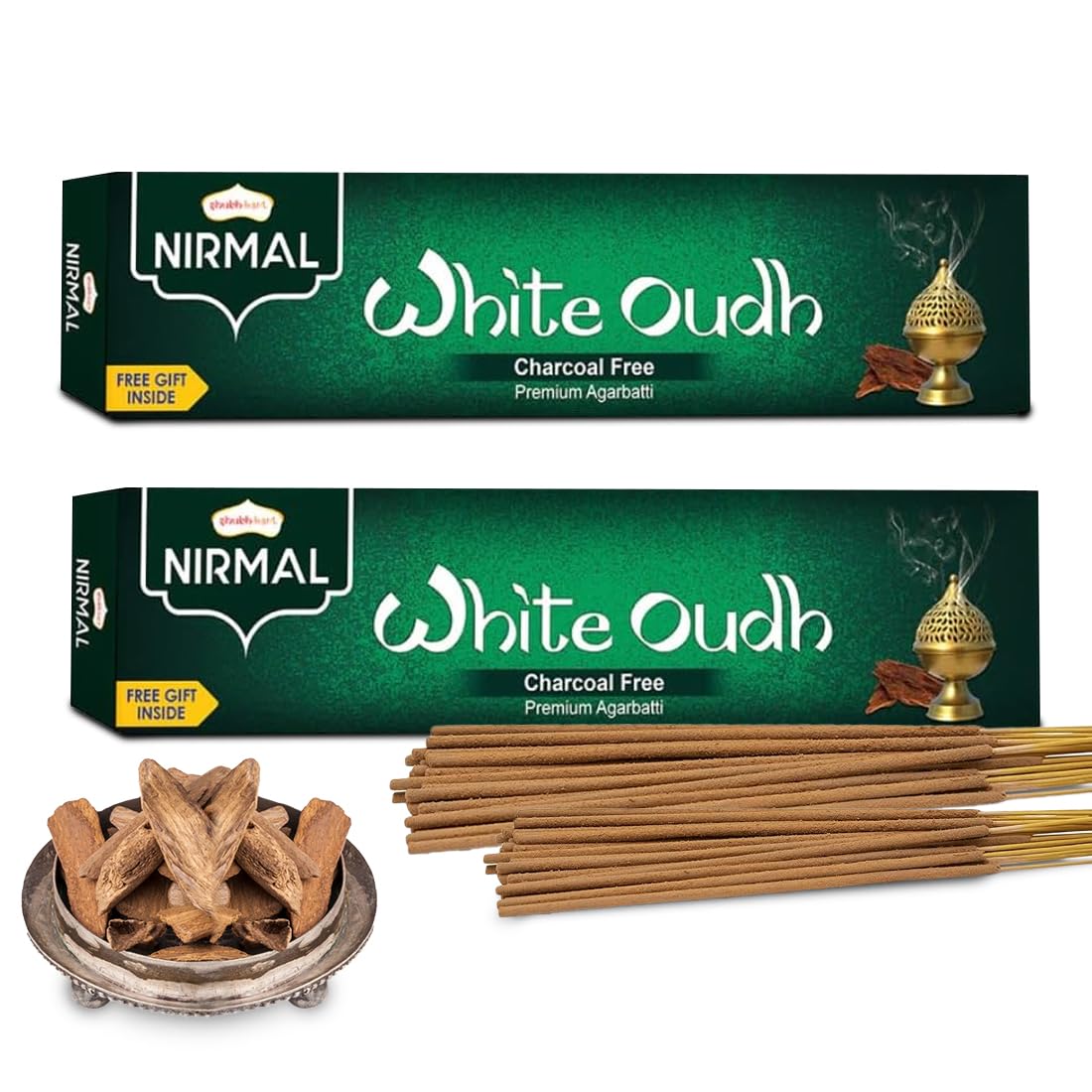 Shubhkart Nirmal Incense Sticks - Pack of 2 Incense, 140 Sticks White Oudh - Agarwood Incense Sticks | Natural Long Lasting Fragnance Agarbatti
