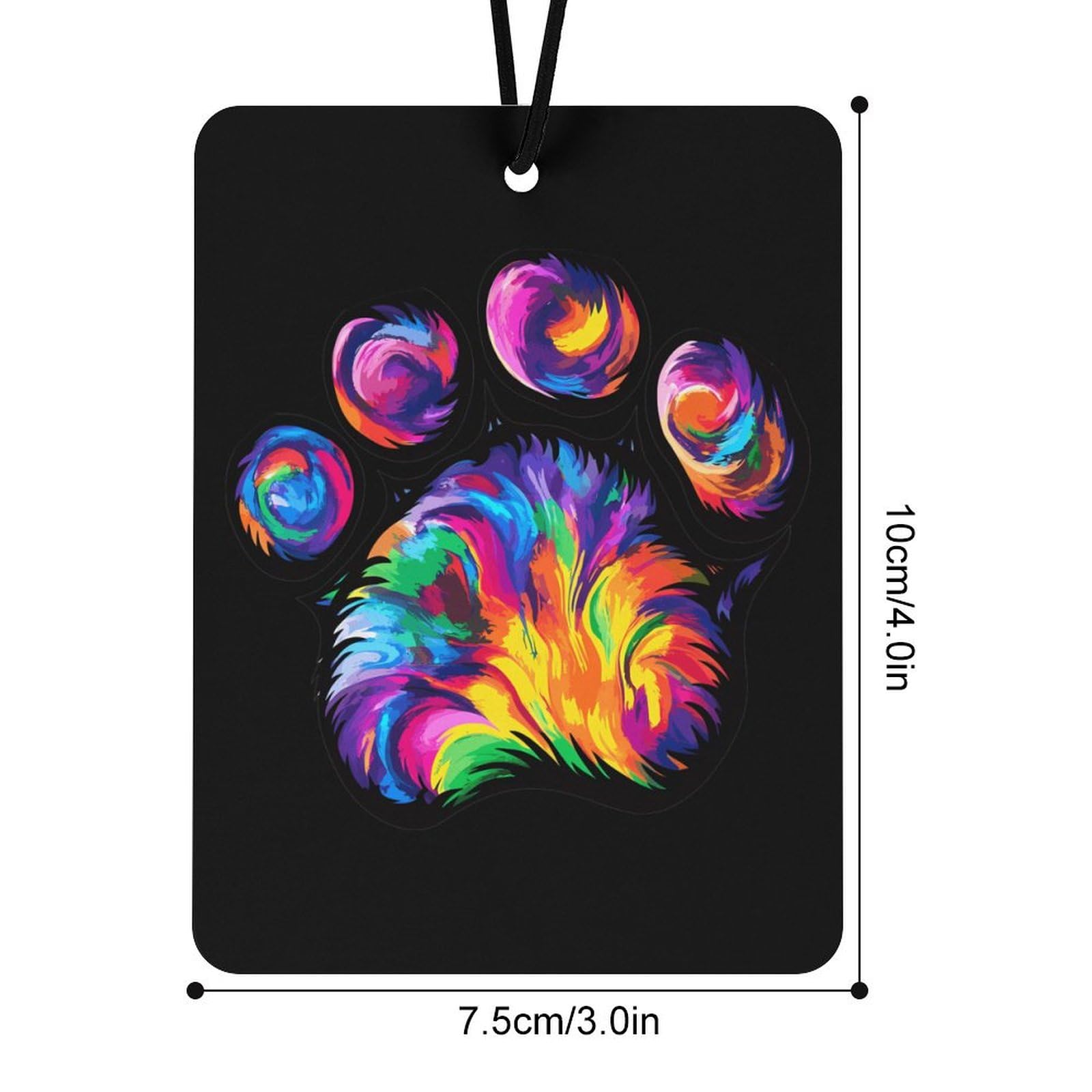 Tie Dye Dog Paw Car Air Freshener Hanging Aromatherapy Tablets for Car Accessories Square