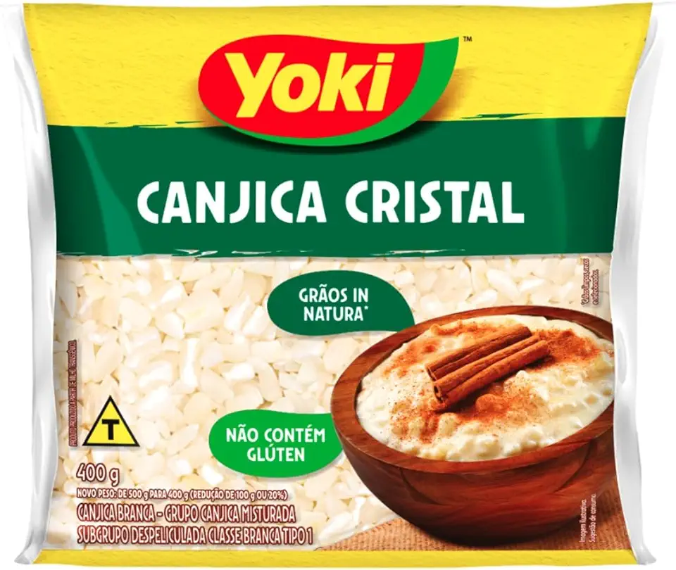 Canjica de Milho Branca Cristal Yoki 400g para receitas autênticas
