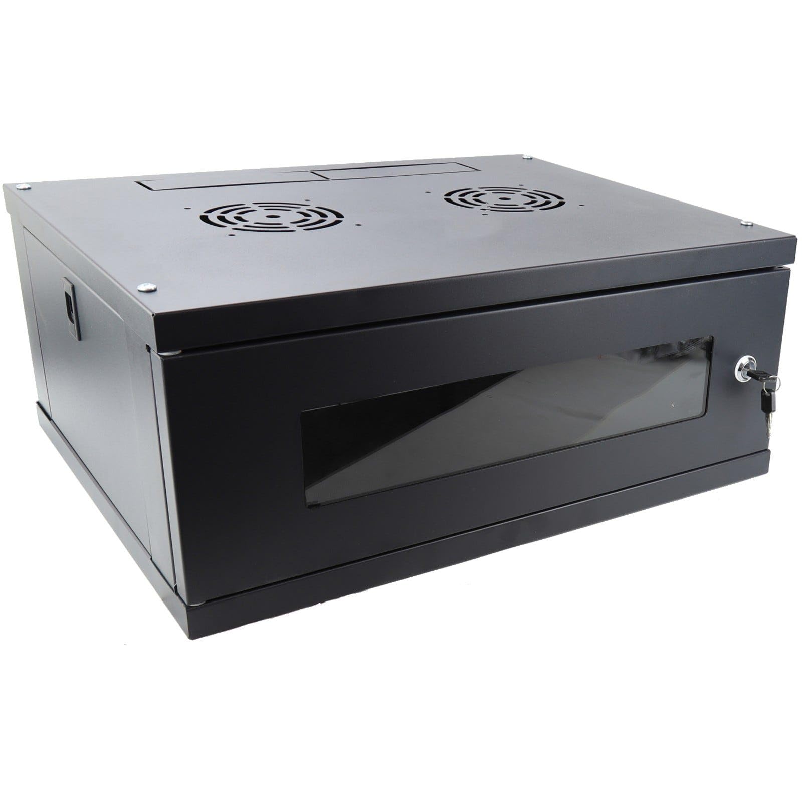 kenable Coffret Mural Réseau 19 Pouces 4U 450mm Noir - Armoire Rack Serveur en Kit avec Porte Vitrée Verrouillable pour Patch Panel Switch