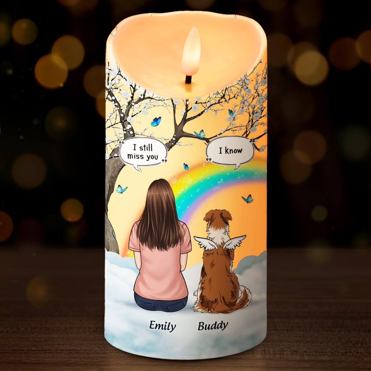 DOPTIKA Some Angels Choose Fur Instead of Wings Custom Photo LED Candle Flameless, Memorial Gifts for Loss of Dog Sympathy Gift, Pet Loss Gifts, Pet Memorial Gift (1 Dog)