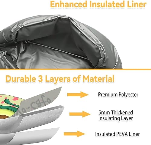 Miniatura 5 de Lonchera de aguacate para niños, pequeñas bolsas de almuerzo aisladas, bonita lonchera reutilizable para adolescentes, niñas, niños, bolsas de