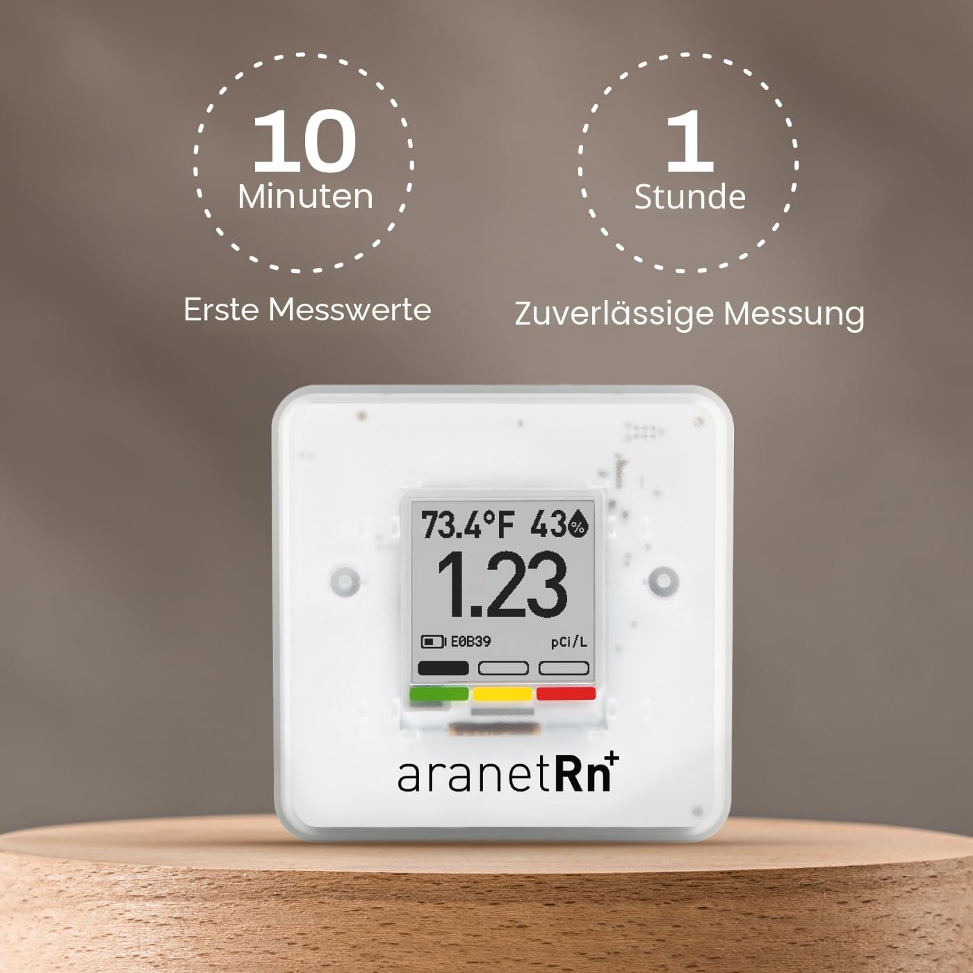 SAF Aranet Radon-Detektor, 10 Minuten Messung, Temperatur, Luftfeuchtigkeit, Druck, E-Ink-Display, 7-Jahres-Batterie, tragbar