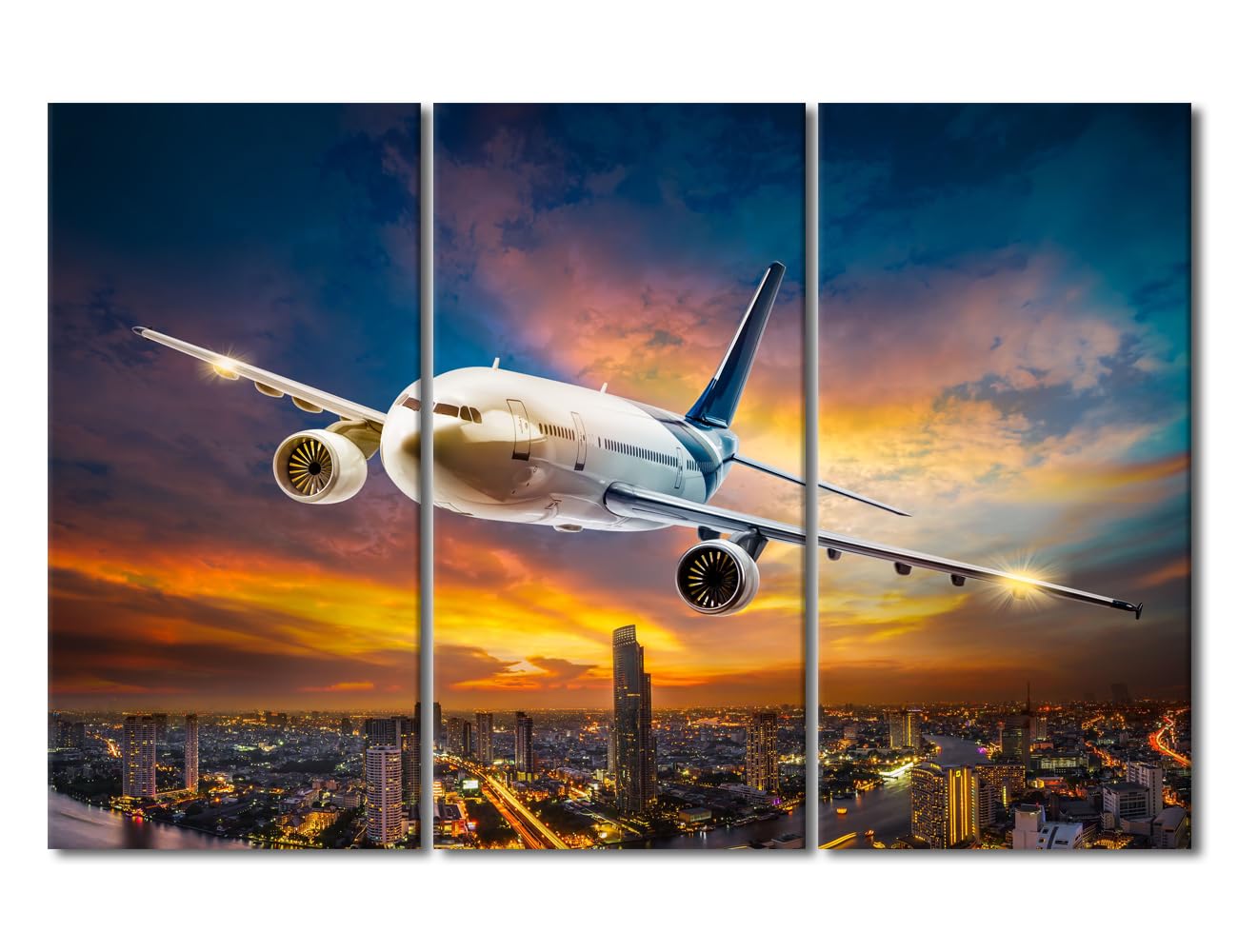 Amazon.co.jp: 3パネル 飛行機ポスター キャンバス ウォールアート