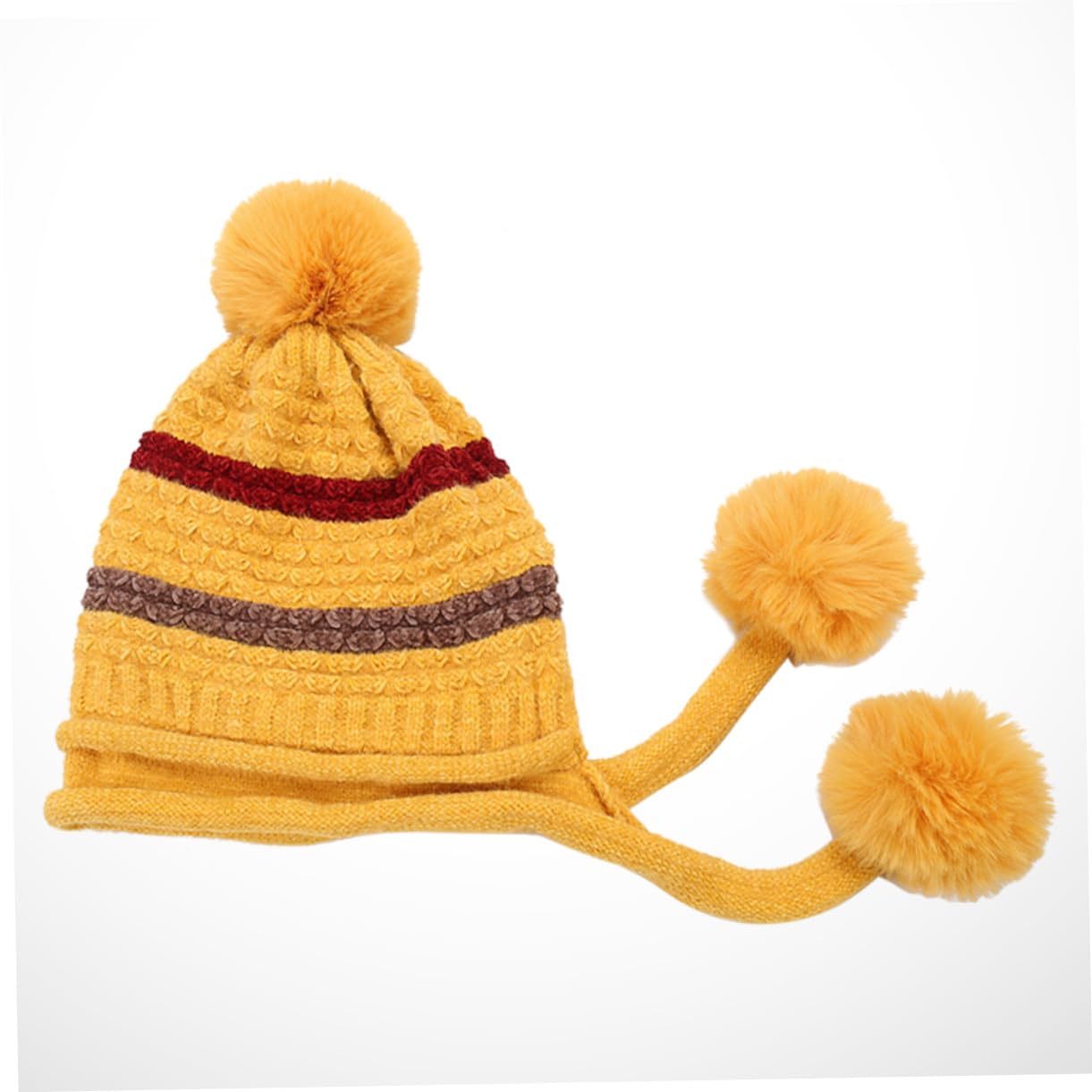 SHERCHPRY 3piezas Gorro De Lana Pompones para Mujeres Sombrero Térmico Cálido De Esquí para Invierno Diseño Cómodo y Elástico Color Amarillo Único