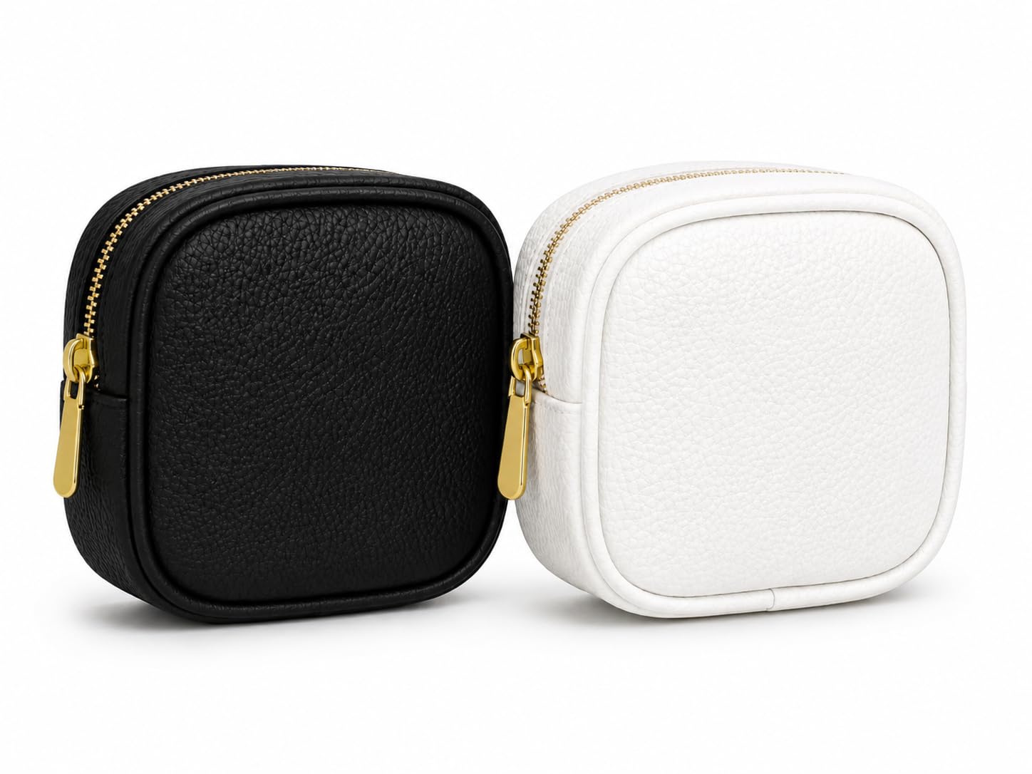 Multipurepose Small Leatherette Coin Pouch Combo for Men & Women – Premium Zip Closure Mini Wallet for Coins, Keys & Earphones (Pack of 2) (Black/White)-image-49