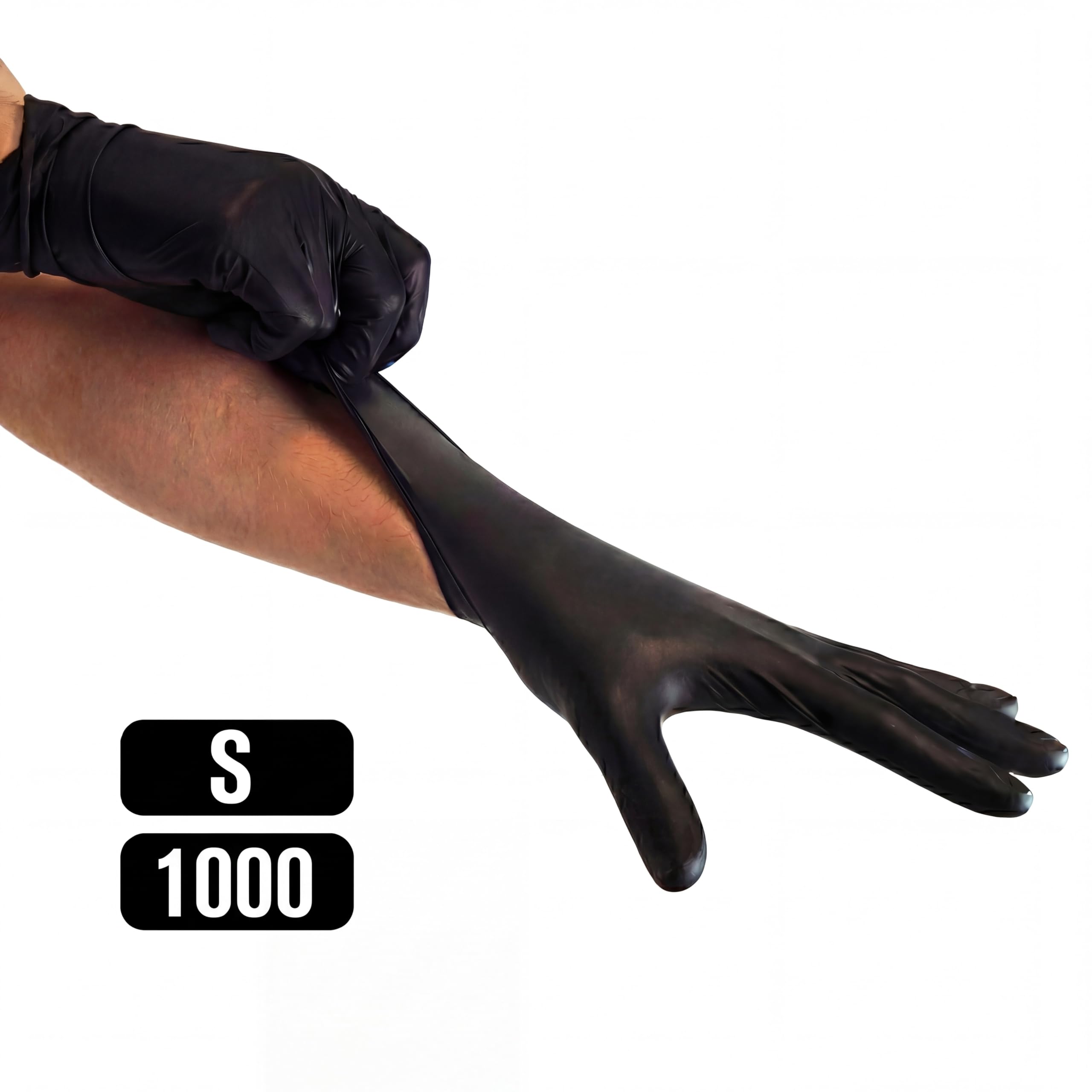 KMINA Guantes Nitrilo Negros Desechables Talla S, Sin Polvo (1000 uds) | Libre de Látex, 10 Cajas de 100, Ambidiestros y Texturados, Alta Sensibilidad Táctil, para Limpieza, Cocina y Mecánica