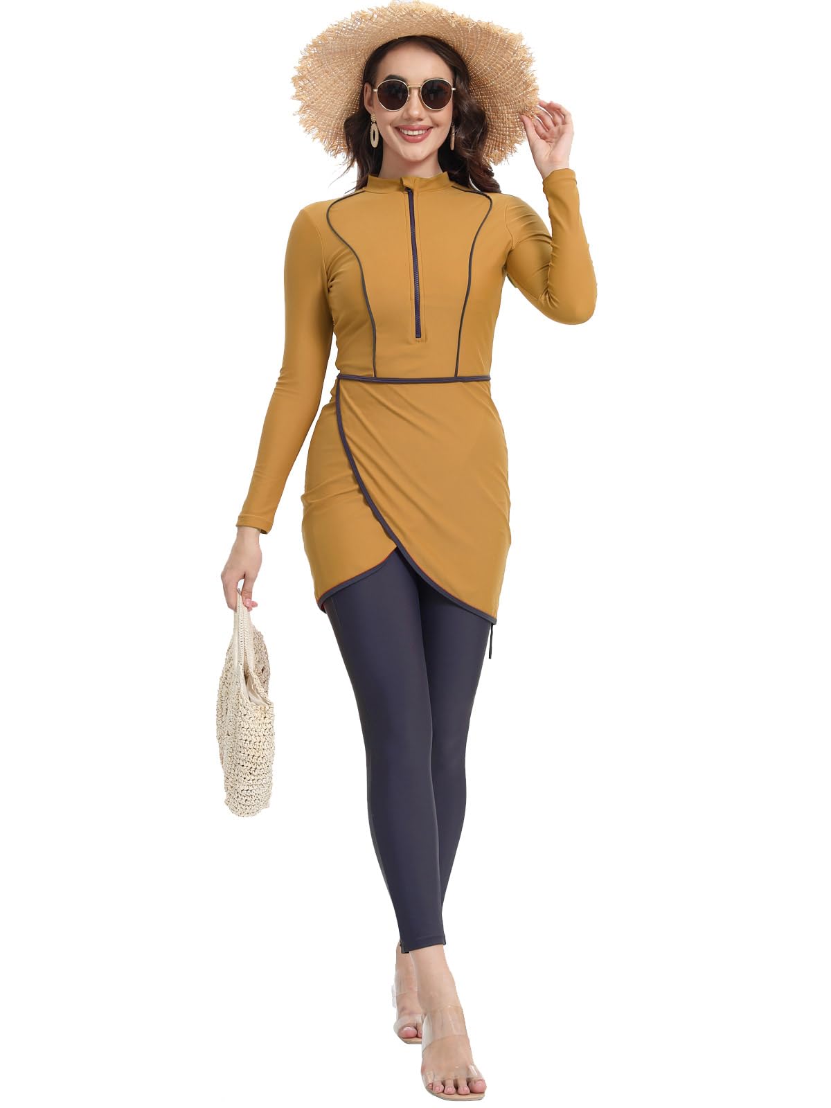 Costume da bagno da donna 3 pezzi musulmano copertura completa hijab burkini modesto costume da bagno Burkini