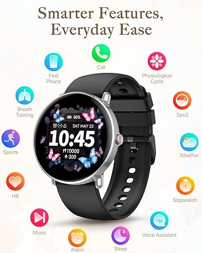 Miniatura 5 de Reloj inteligente para mujeres y hombres, para Android iOS con monitor de sueño y calorías, podómetro, rastreador de fitness, llamada Bluetooth,