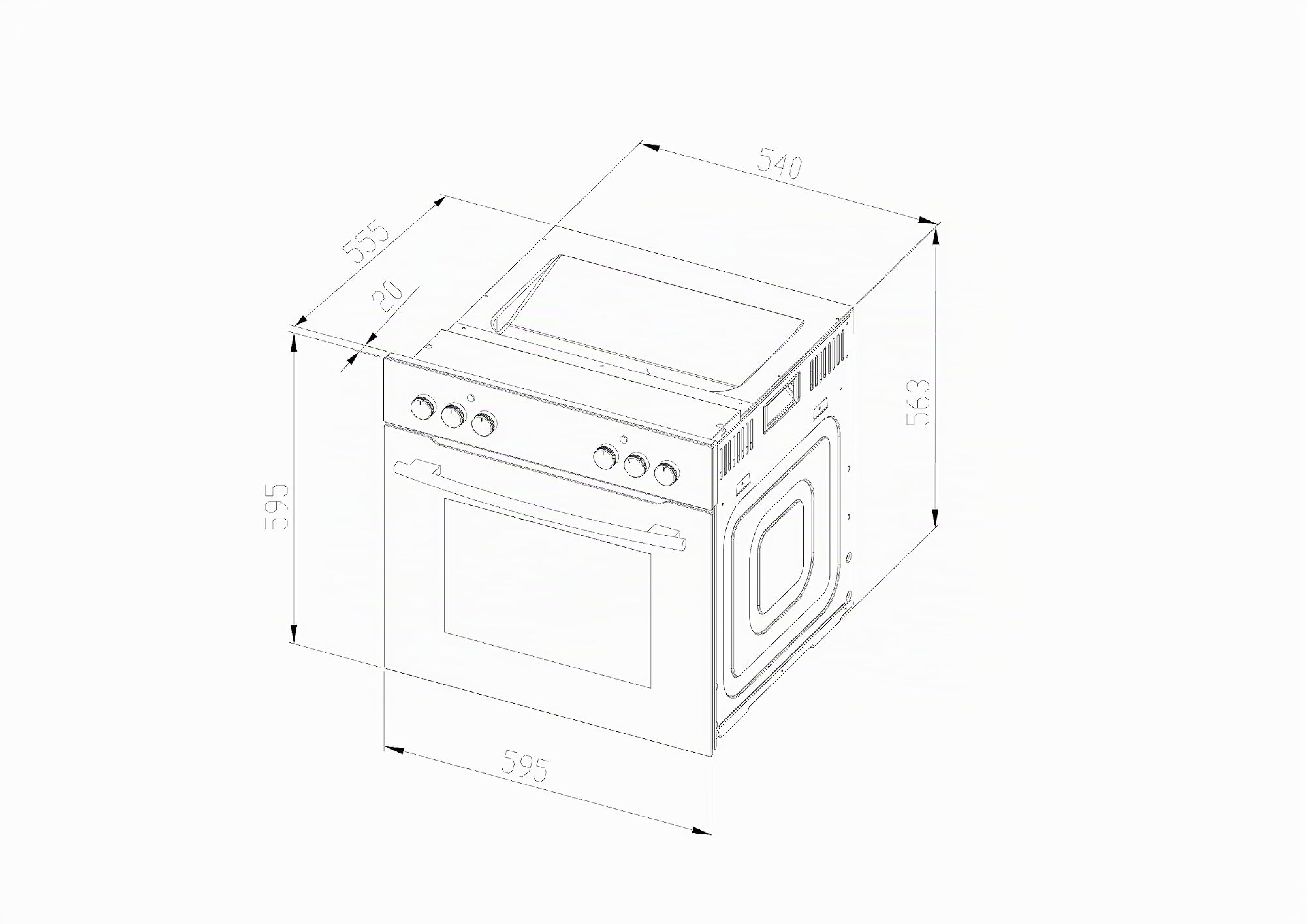 Wolkenstein Einbaubackofen WMO 80 | XL-Garraum 62 Liter | 8 Backofenfunktionen | Eco-Funktion | Grill- & Umluft-Funktion | Inklusive Fettpfanne & Grillrost | Energieeffizenzklasse A
