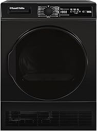 Russell Hobbs Freestanding Condenser Dryer Electric Tumble Dryer 15 Programmes 8kg Capacity 3 Heat Settings LED Display DelayStart Anti-Crease Child Lock Black Clothes Dryer RH8CTD111B
