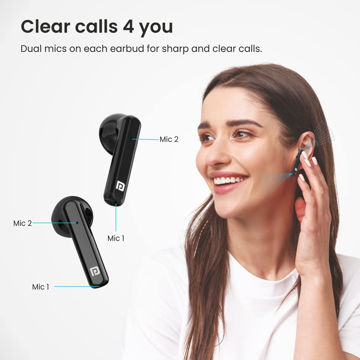 Portronics Harmonics Twins 26 TWS Earbuds dual microphone setup