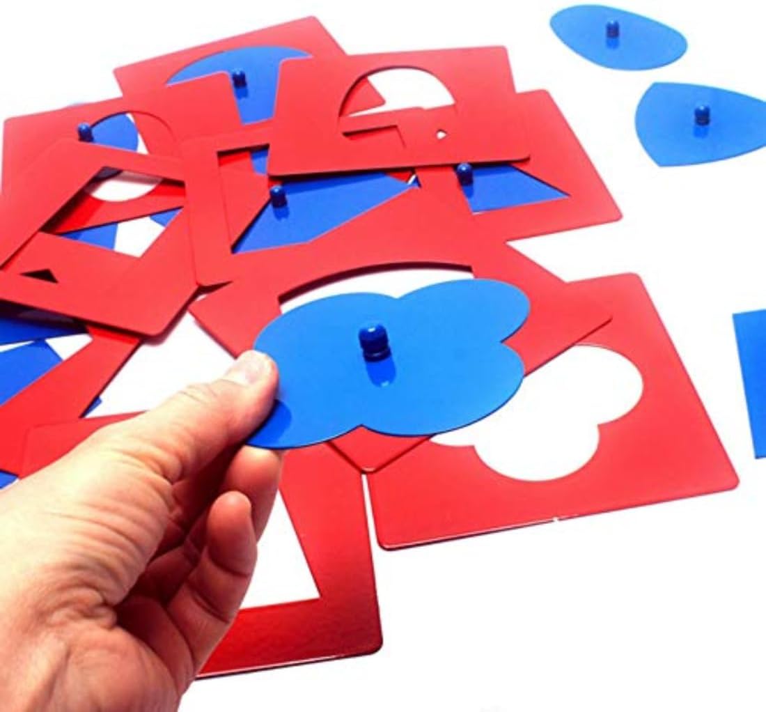 Montessori Professional Quality Metal Insets Set/10 Baby Early Childhood Education Preschool Geometrical Shapes Learning Toys Blue