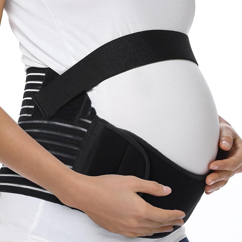 FITTOO Bandas para el vientre de embarazo para mujeres embarazadas, cinturón de embarazo 3 en 1 | Cinturón de soporte para embarazo, cinturón de maternidad, banda para el vientre para dolor de espalda/pélvica/cadera, negro, grande
