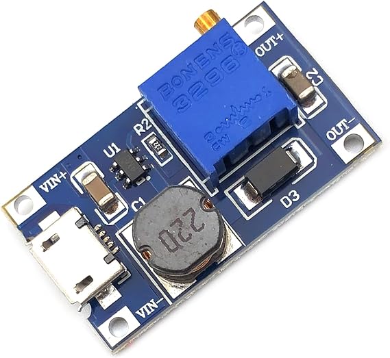 DEVMO 5 PCS DC-DC Voltage Regulator Step-Up Boost Converter Power Supply Board 2V-24V to 5V-28V 2A for MT3608 with Micro USB