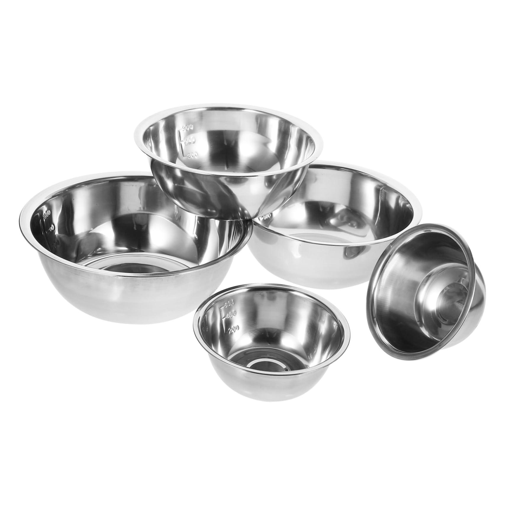 Amosfun Set 5 Ciotole in Acciaio Inossidabile per Cucina, Colore, Profonde e Facili da Pulire, per Mescolare Insalata e Salse