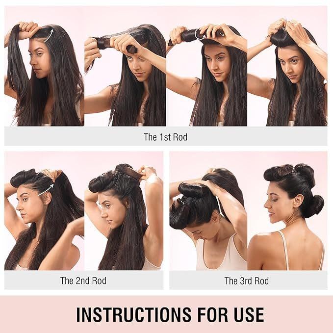 VENEXA Heatless Curling Rod Headband, Heatless Curler No Heat Curls Ribbon with Hair Clips and Scrunchie, Sleeping Curls Silk Ribbon Hair Rollers (Upgraded Set-Brown) (Black, FREE) 3