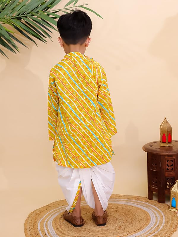 Image of superminis Boys Cotton Solid Jacket, Kurta Dhoti Set