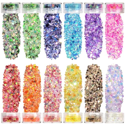 [12 Farben ] - LVZONGXIN Leuchtend Glitzer Für Schneekugel, Glas, Polyresin, DIY Glitzersteine, Luminous Glitter für DIY-Harz-Kunsthandwerk-Zubehör