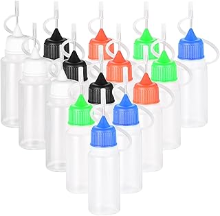 YOKIVE 15 Pcs Needle Tip Bottles, Needles Precision Tip Applicator, Squeeze Bottle with Storage Caps, Great for DIY Quilling Craft (10ml, 5 Colors)