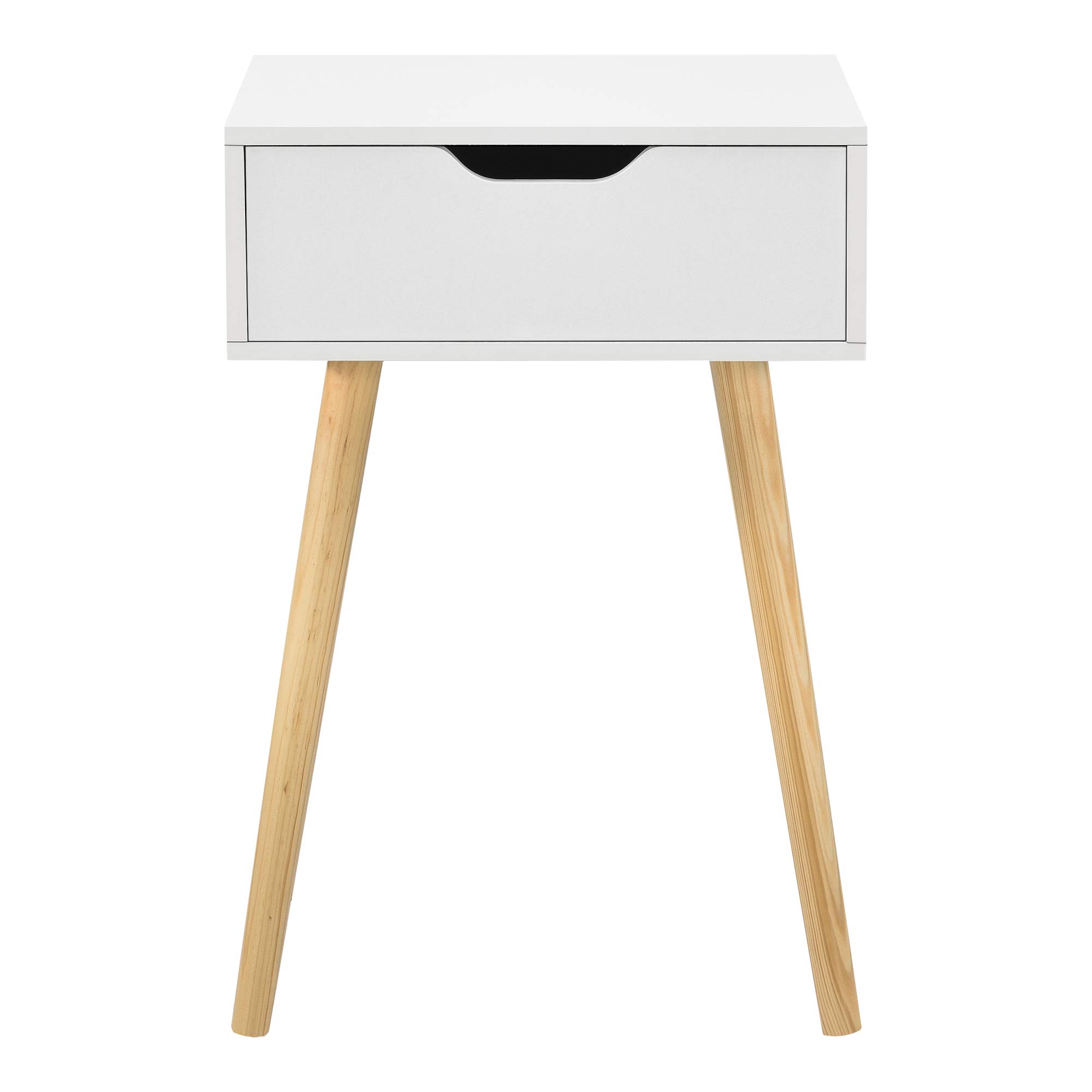 [en.casa] Lot de 2 Tables d'Appoint avec Tiroir Ensemble de 2 Tables Basses Bouts de Canapé Tables de Chevet Design Intemporel Panneau de Particules Bois 60 x 40 x 30 cm Blanc