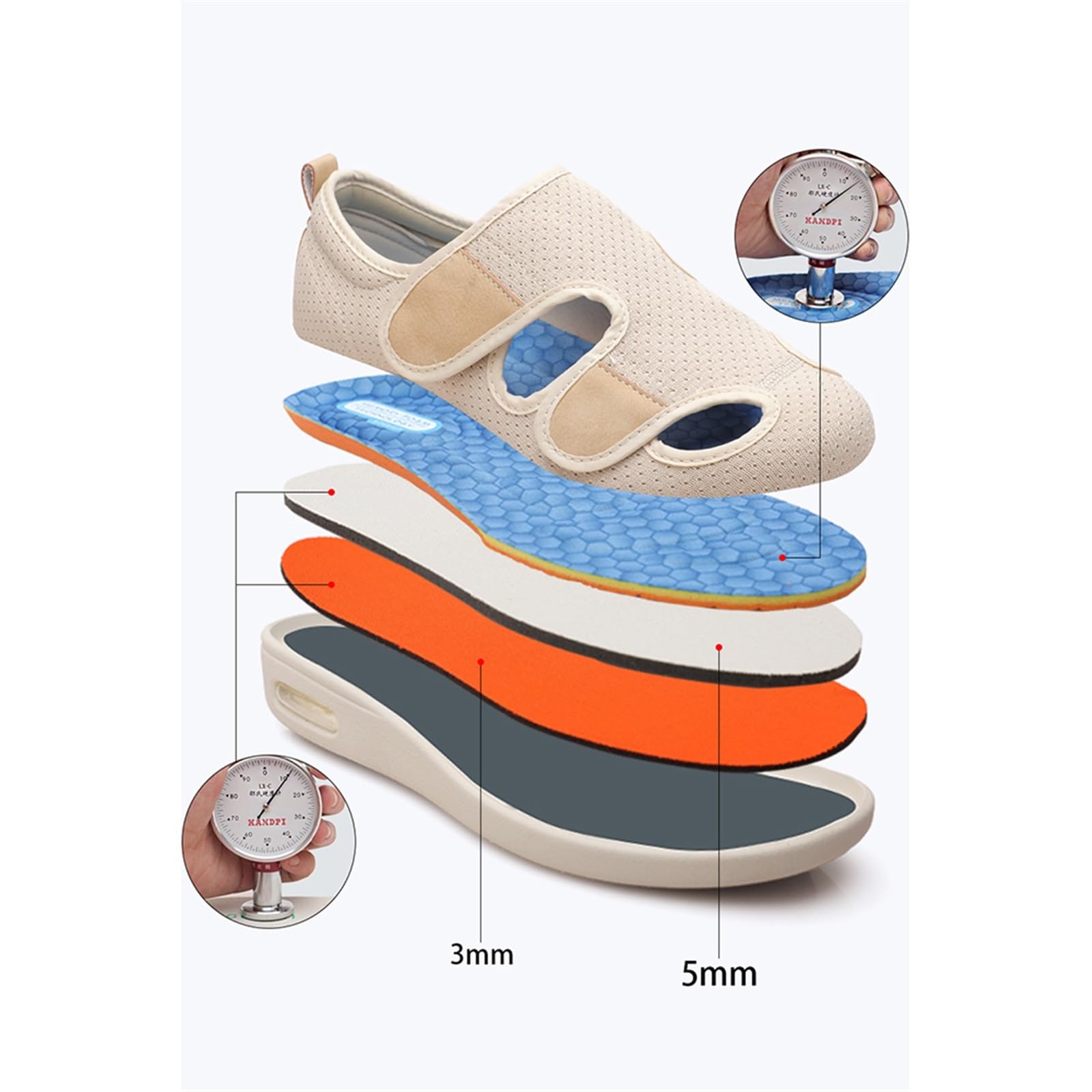 Zapatos para Diabéticos para Las Mujeres, Cierre Ajustable Ligero Transpirable, Pies Hinchados Verano Caminar Edema Zapatillas De Deporte