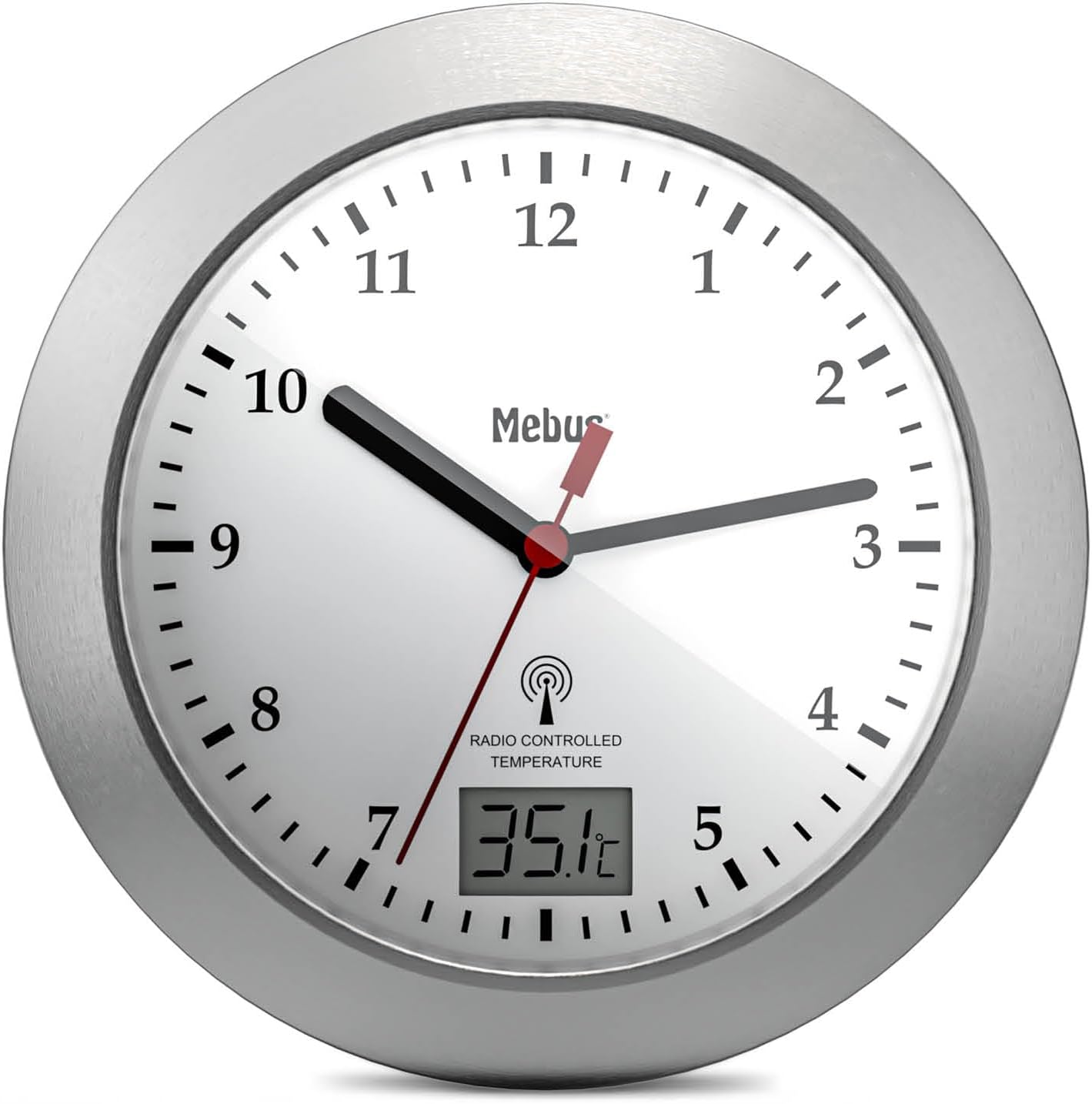 Фронт view of the Mebus Radio-Controlled Bathroom Clock Model 41124