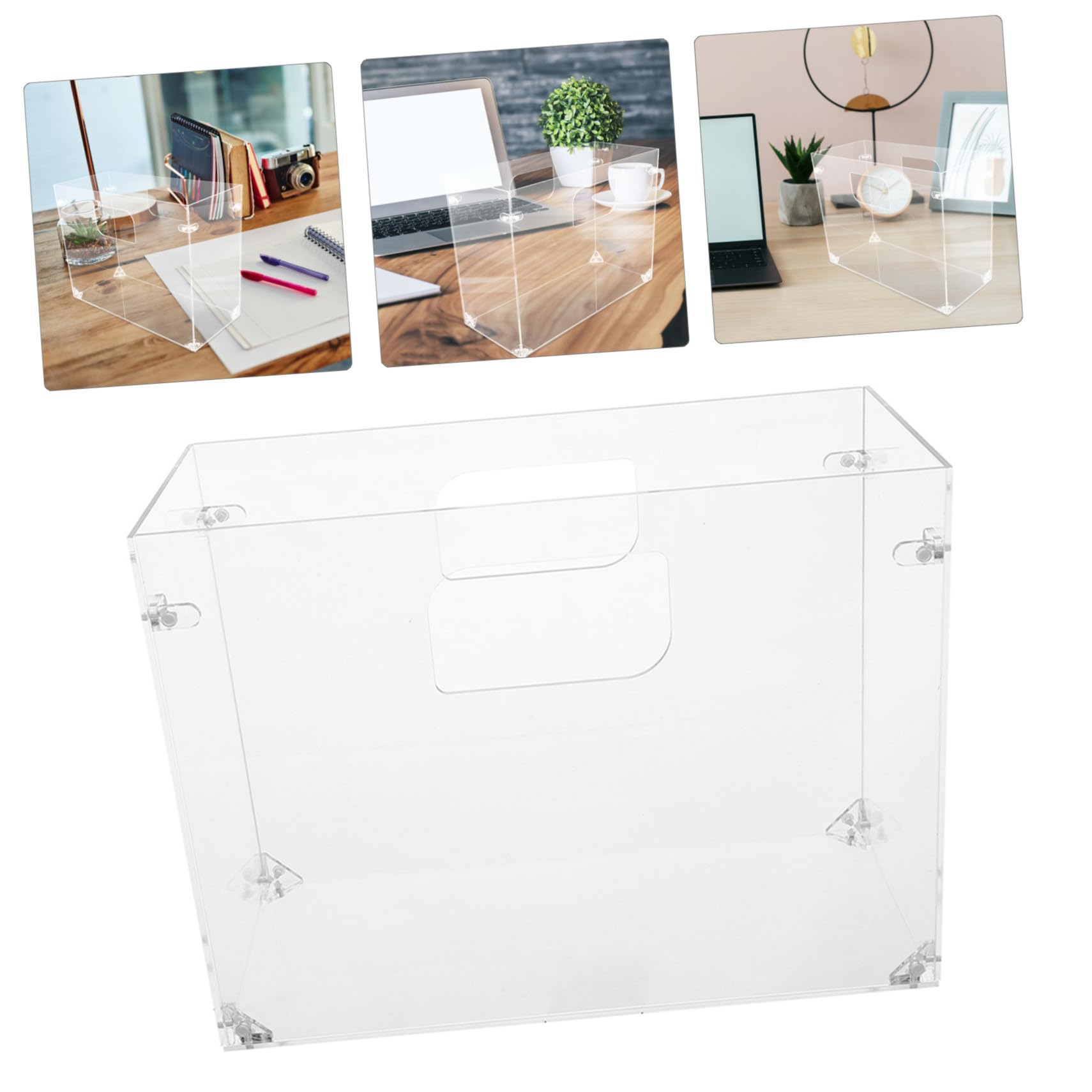 Homoyoyo Caja de Archivos Transparente de Acrílico para Almacenamiento de Documentos de Oficina Organizador de Archivos de Escritorio Vertical para Libros de Papel y Papelería para Oficina