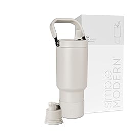 Simple Modern Trek Pivot | 30oz Flip Straw Tumbler with Handle | Water Bottle & Boot | Interchangeable Straw & Chug Lids | Insulated Stainless Steel Jug | Gym Sports Outdoors | Almond Birch