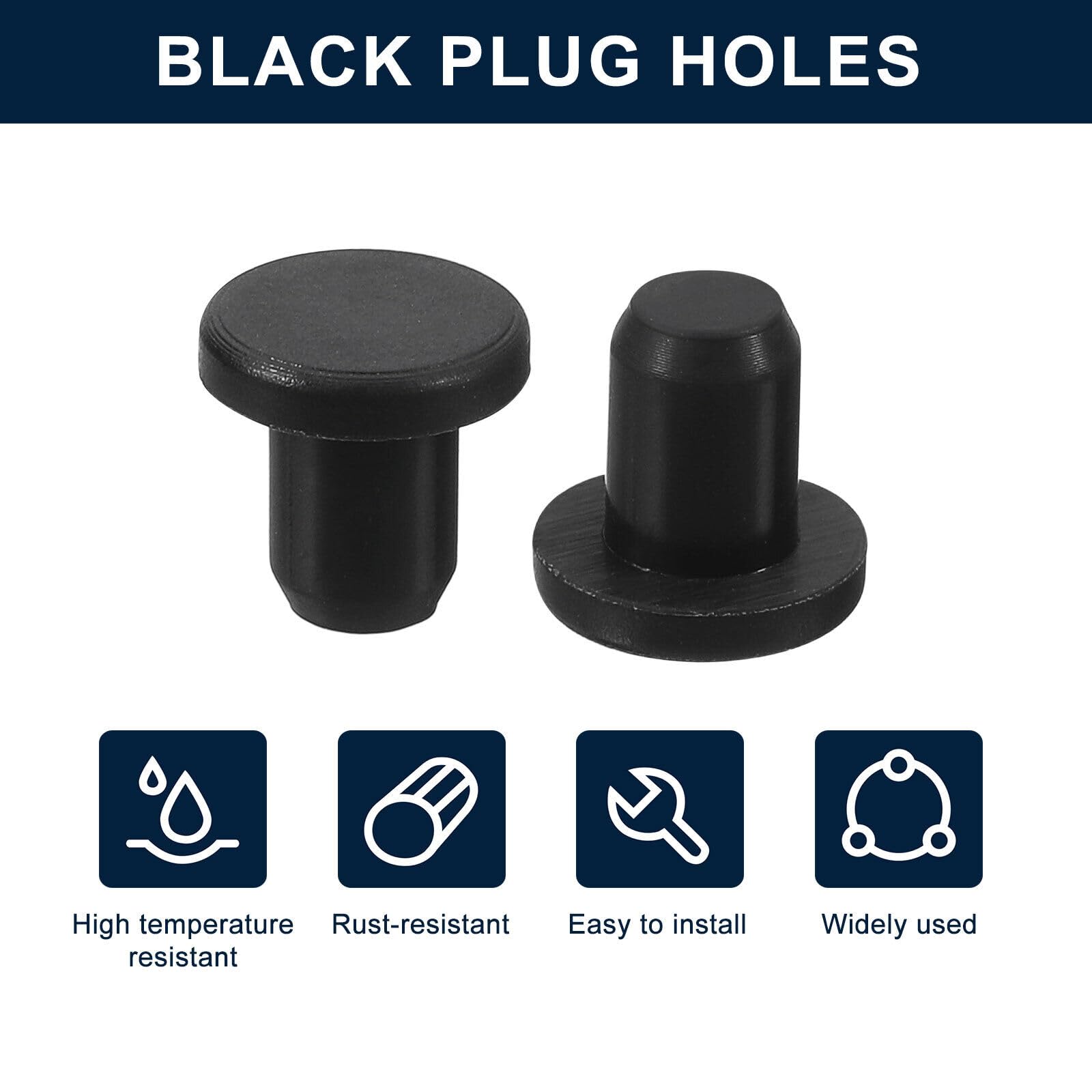 Toolparts And Accessories 16 Pieces Black Rubber Stopper 5.8mm Plug Holes For 5.5/0.22