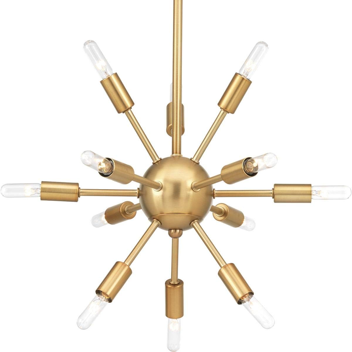 Progress Lighting Ion Collection 12-Light Mid-Century Modern Chandelier Light Brushed Bronze