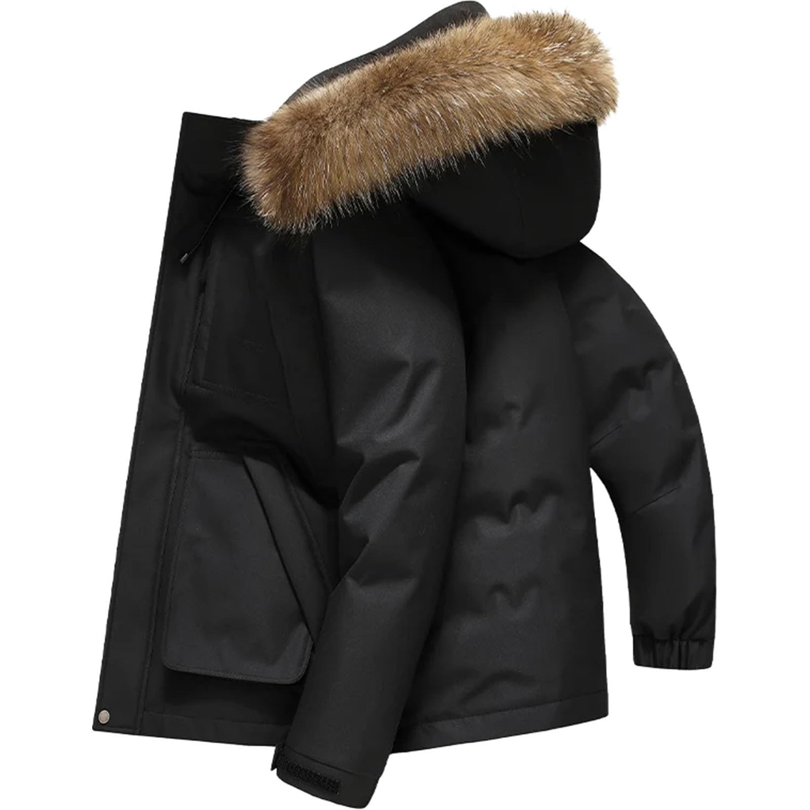 Piumino da uomo con cappuccio bianco anatra piumino Outwear collare antivento staccabile Puffer Coat Top Down indumento