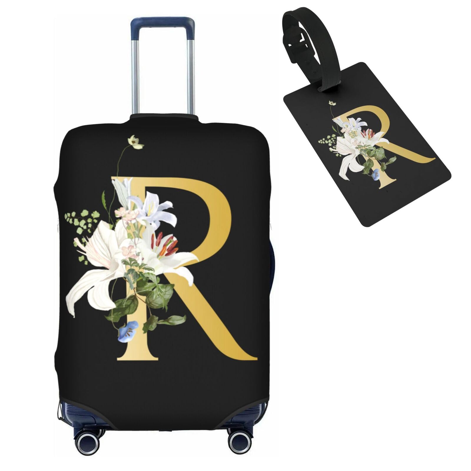 Tuizumy Decorative R Suitcase Protectors Elastic Washable Luggage Covers With Concealed Zippers For 18-32 Inch Luggage (Size S: Fits 18-21 Inch)