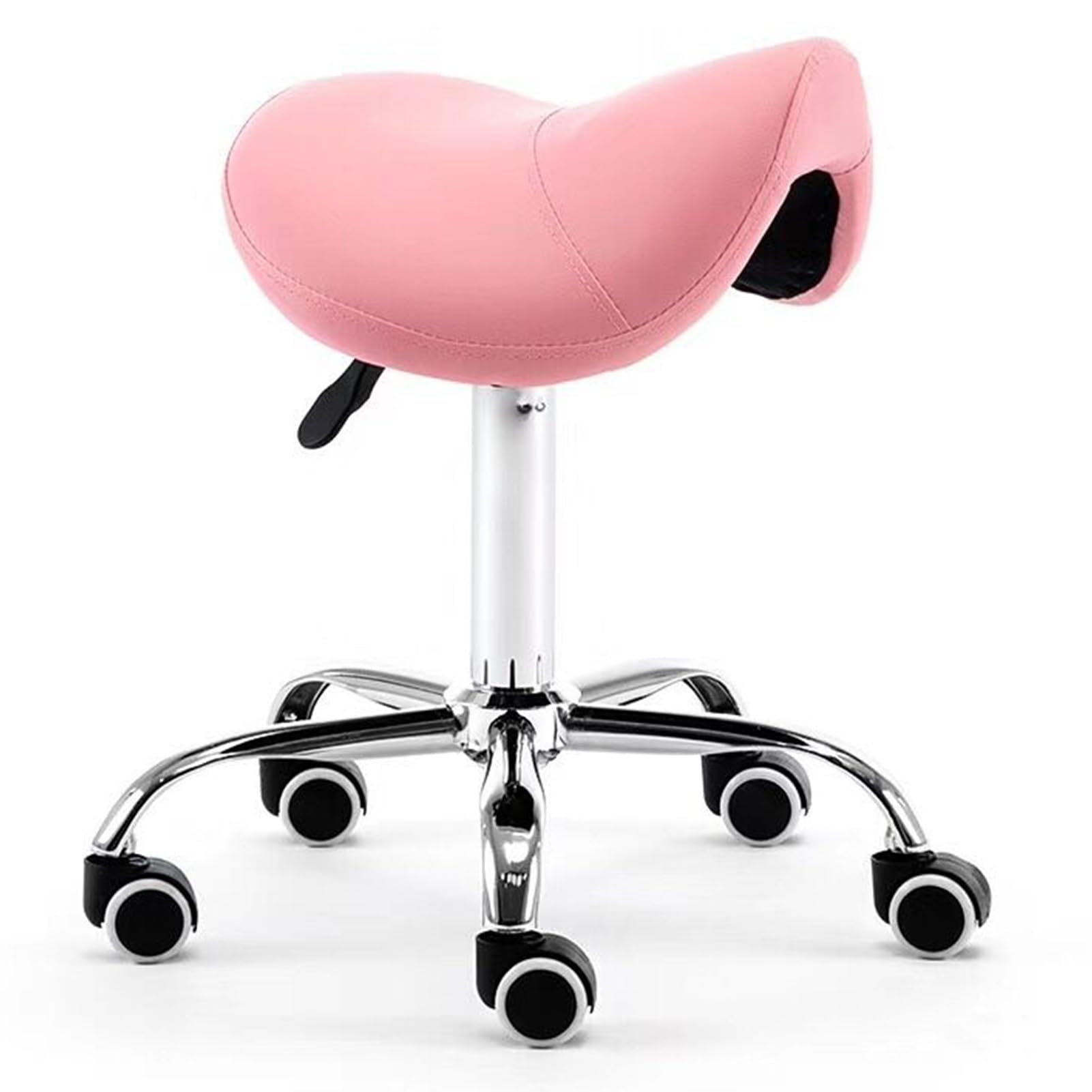 Taburete hidráulico rodante para spa y salón, asiento giratorio sobre ruedas, diseño ergonómico para apoyo de espalda y comodidad