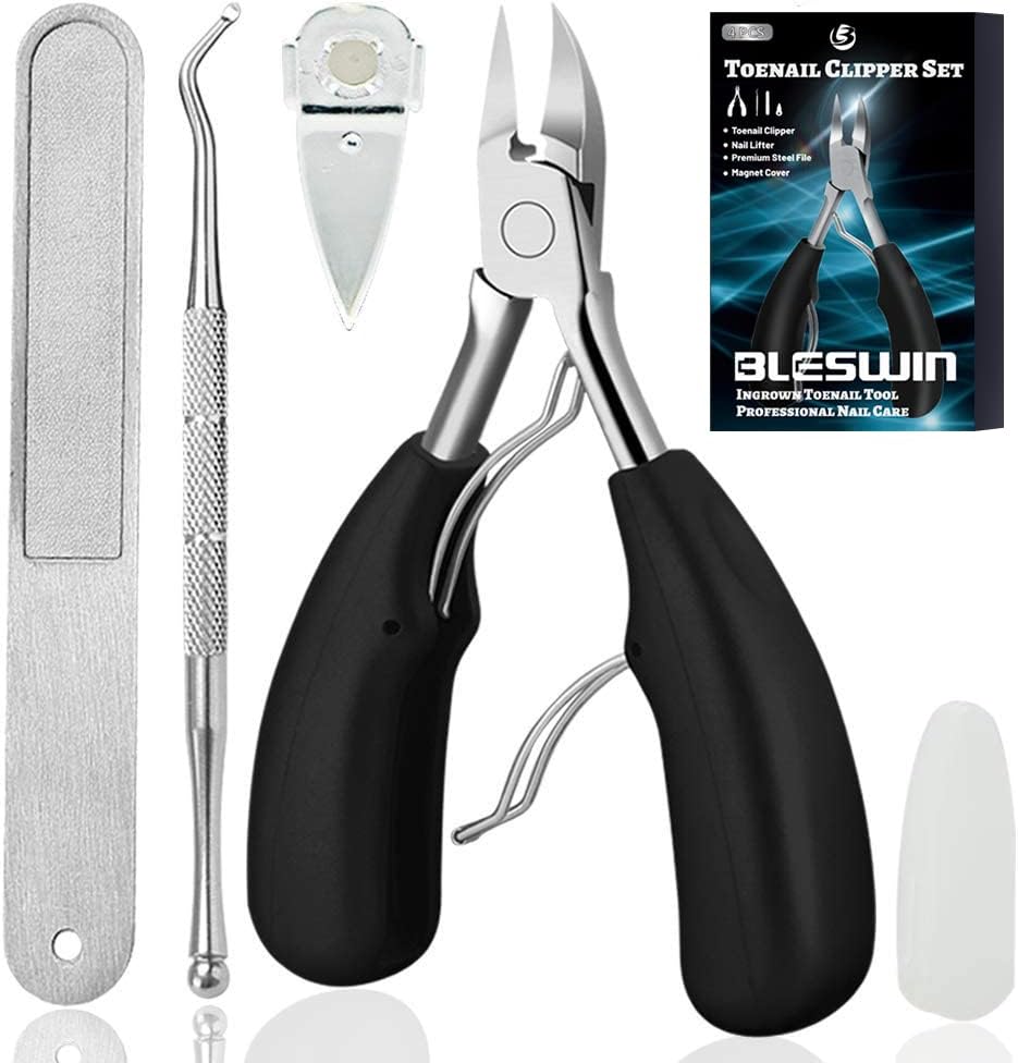 Bleswin Nageltang, voor ingegroeide teennagels, van roestvrij staal, voor dikke nagels en schimmelnagels, zachte grip, metalen geschenkdoos.