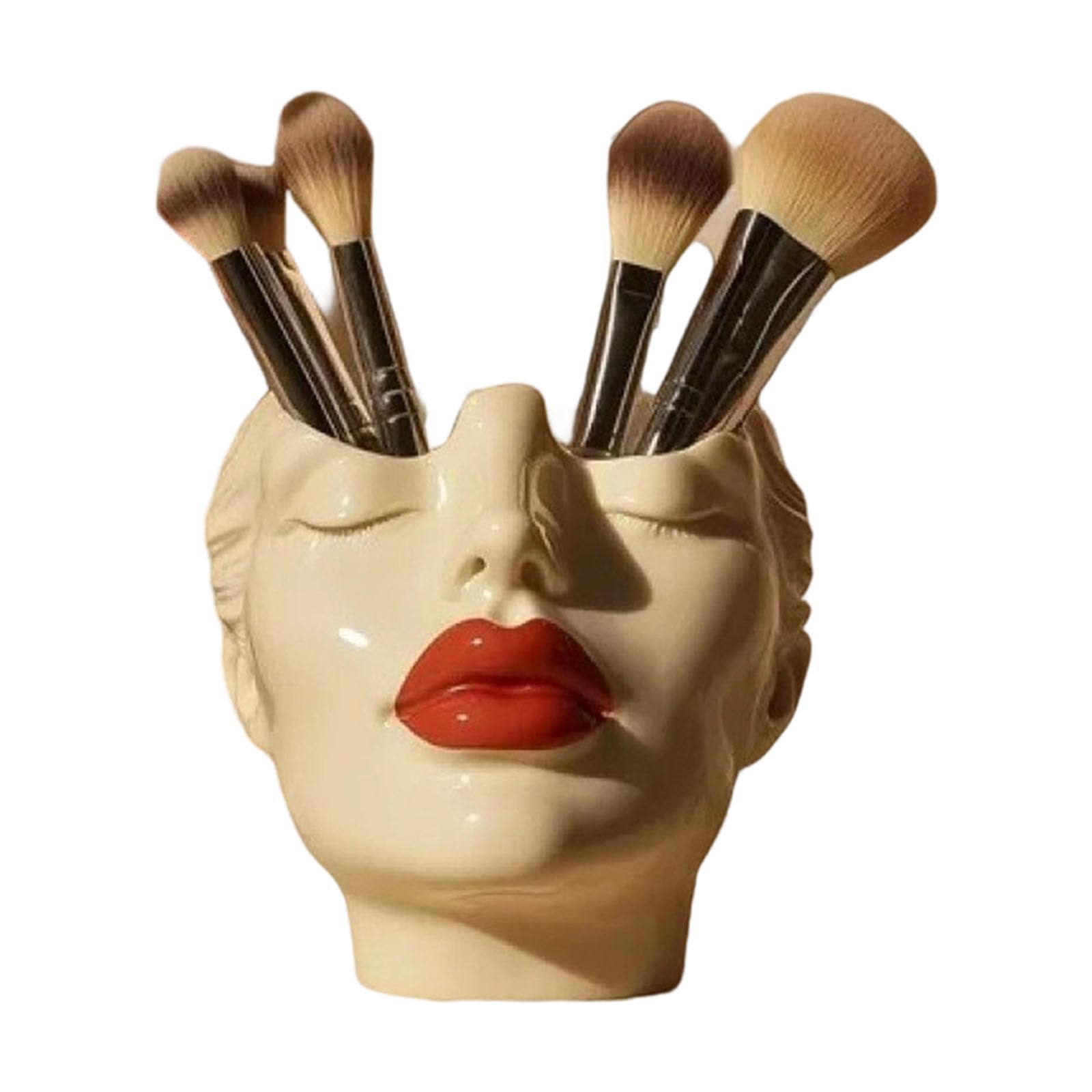 Jazuaiao Compact Female Head Brush Holder Resin Ideal for Beauty Tools and Decoration Home Storage
