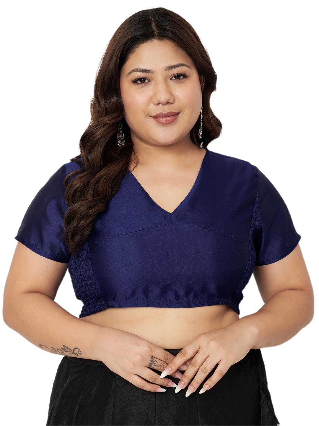 studio rasa Women's Plus Size Silk Blend Stretchable Top for Wedding Festive Party-picture-26