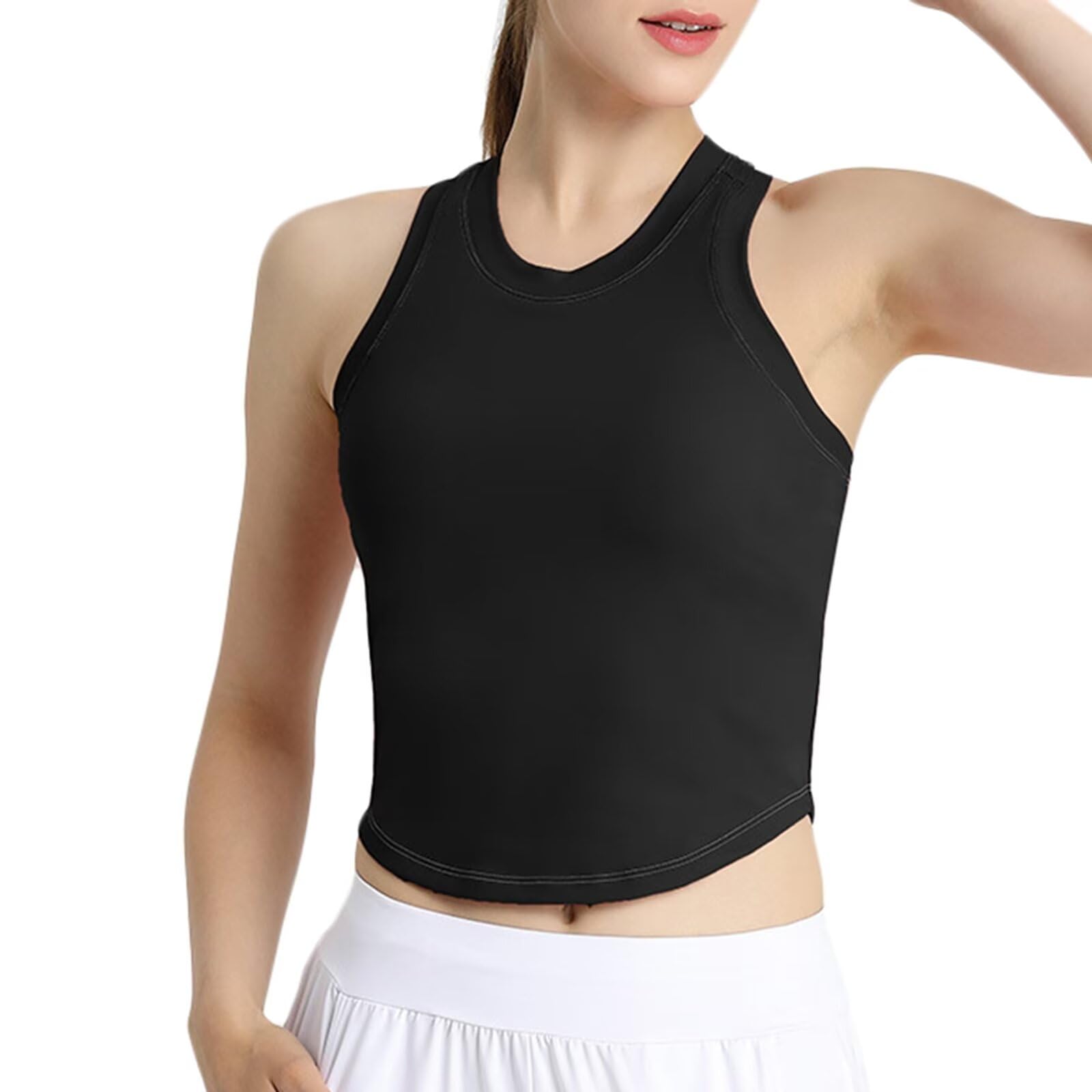 Rivccku Camisetas de Yoga para Mujer con Brasier Integrado para Entrenamiento,Gimnasio,Chaleco Deportivo Camiseta de Tirantes