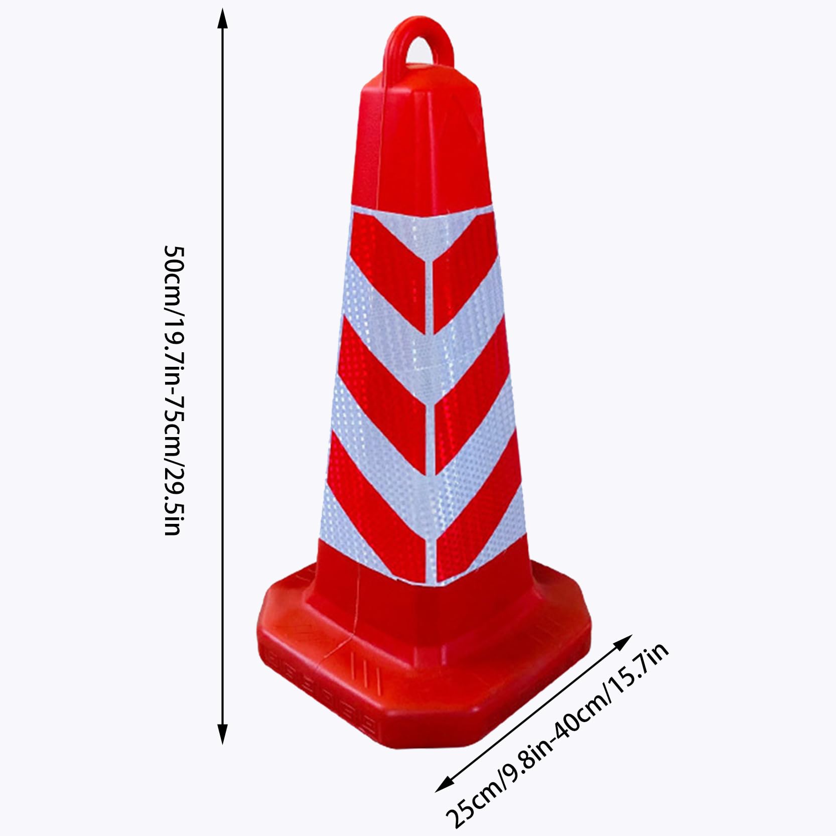 Lot de 3 Cône de Signalisation Orange avec Anneau de Levage,Cône Pliable Multi-usages avec Collerette Réfléchissante pour Parkings,Chantiers et Sécurité Routière(Size:70x40x40cm,Color:3A)